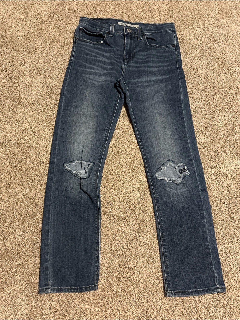 Signature by Levi Strauss Dark Blue Distressed Kids Jeans